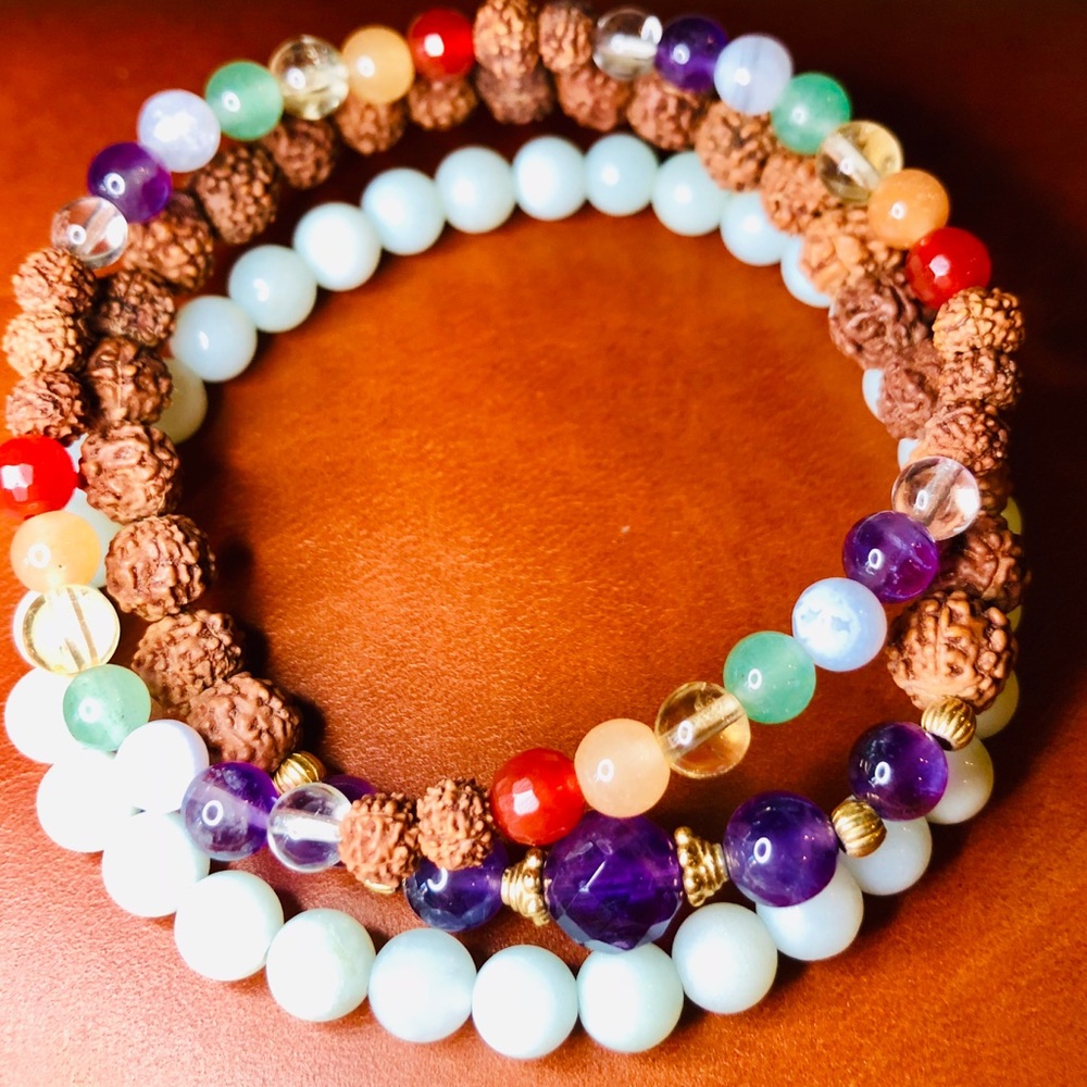 NWOT Set of Handmade Gemstone Beaded Bracelets